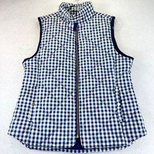 NWOT KENSIE JEANS Women XL Plus Blue Gingham Plaid Sleeveless Quilted Knit Vest
